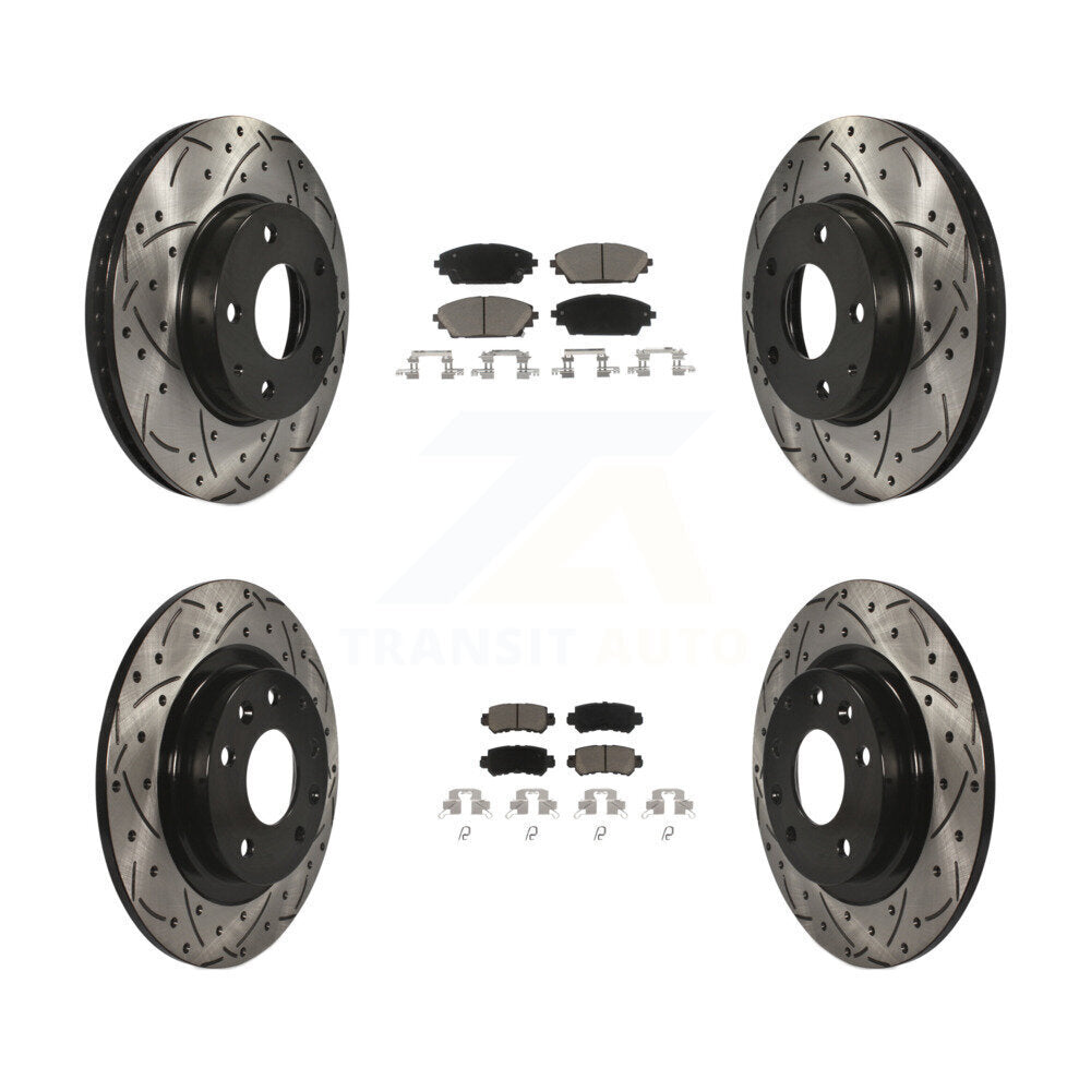 [Avant + Arrière] Kit de disque (percé rainuré revêtu) et plaquette (céramique) de frein pour 2016-2018 Mazda CX-3 FWD KDC-100557