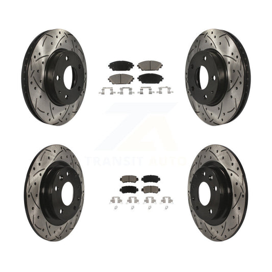 [Avant + Arrière] Kit de disque (percé rainuré revêtu) et plaquette (céramique) de frein pour 2016-2018 Mazda CX-3 FWD KDC-100557