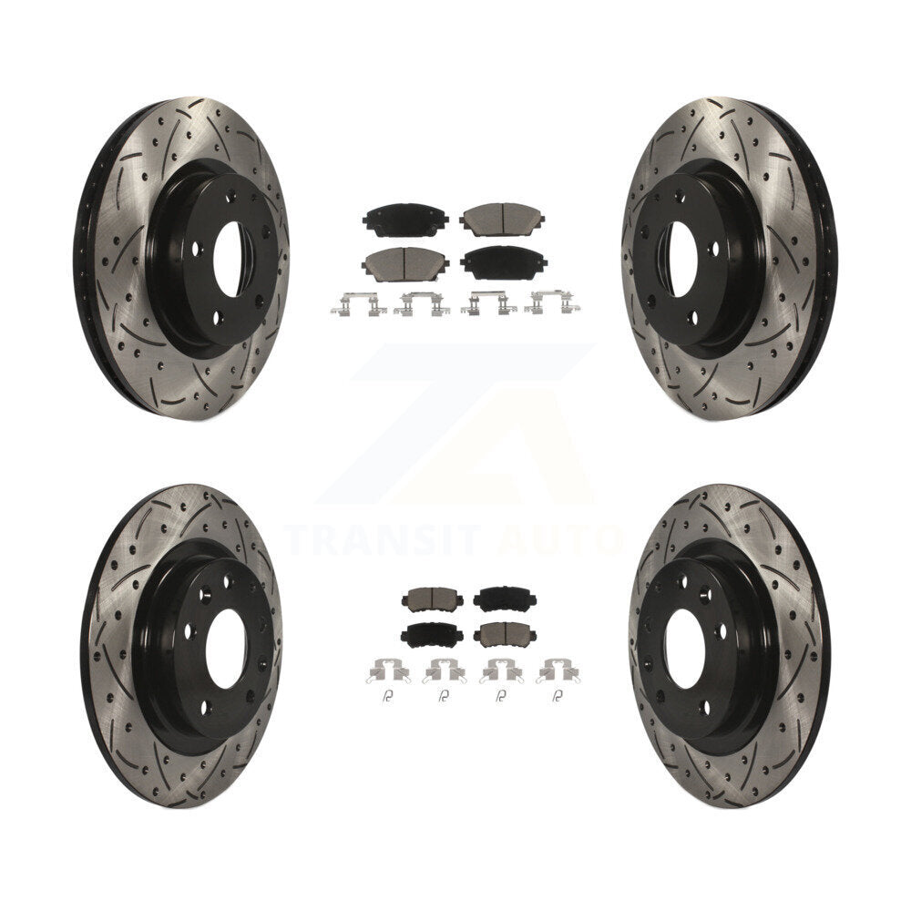 [Avant + Arrière] Kit de disque (percé rainuré revêtu) et plaquette (céramique) de frein pour 2016-2018 Mazda CX-3 AWD KDC-100558