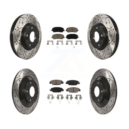 [Avant + Arrière] Kit de disque (percé rainuré revêtu) et plaquette (céramique) de frein pour 2015 Mazda CX-5 avec Electric Parking KDC-100560 par Transit Auto