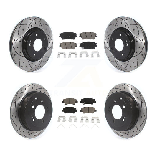 [Avant + Arrière] Kit de disque (percé rainuré revêtu) et plaquette (céramique) de frein pour Hyundai Tucson Kia Sportage KDC-100561