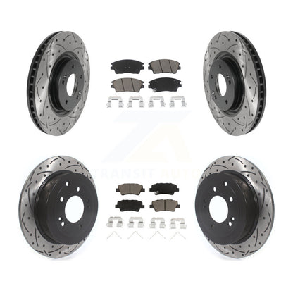 [Avant + Arrière] Kit de disque (percé rainuré revêtu) et plaquette (céramique) de frein pour 2017-2021 Kia Sportage Turbocharged avec Manual Parking KDC-100562