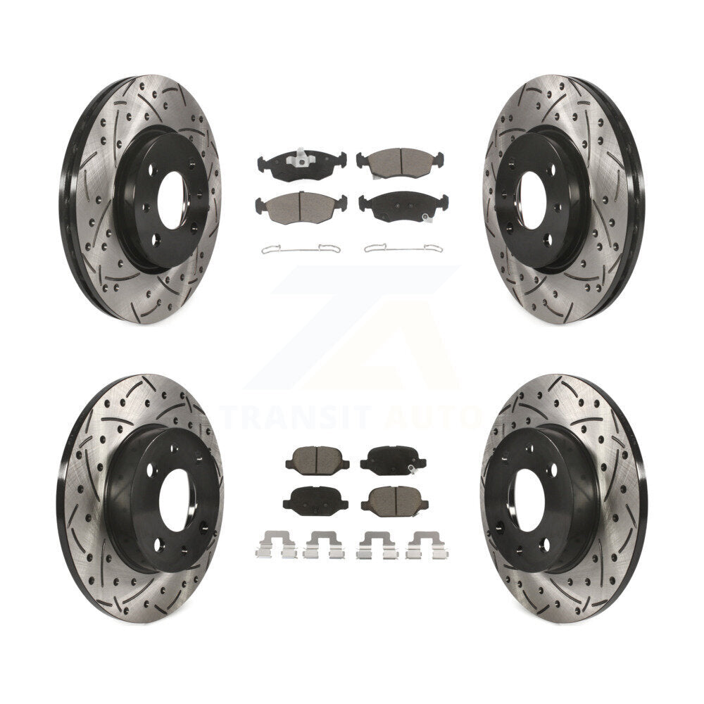[Avant + Arrière] Kit de disque (percé rainuré revêtu) et plaquette (céramique) de frein pour Fiat 500 KDC-100563