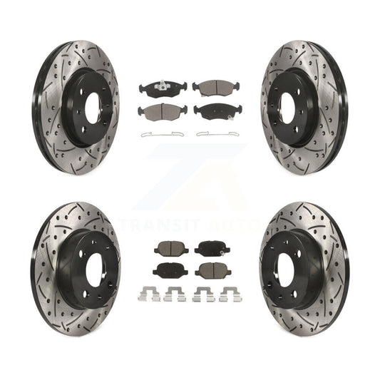 [Avant + Arrière] Kit de disque (percé rainuré revêtu) et plaquette (céramique) de frein pour Fiat 500 KDC-100563