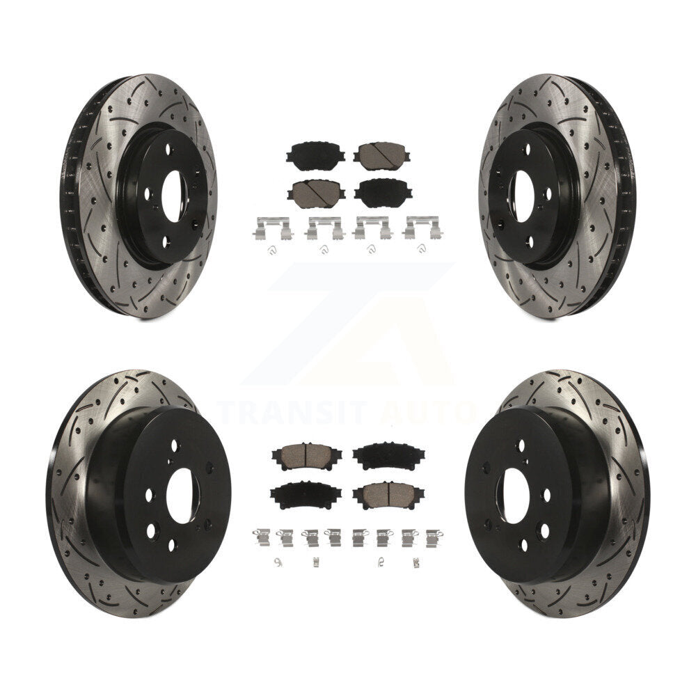 [Avant + Arrière] Kit de disque (percé rainuré revêtu) et plaquette (céramique) de frein pour Lexus IS250 KDC-100564