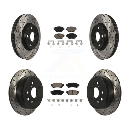 [Avant + Arrière] Kit de disque (percé rainuré revêtu) et plaquette (céramique) de frein pour Lexus IS250 KDC-100564