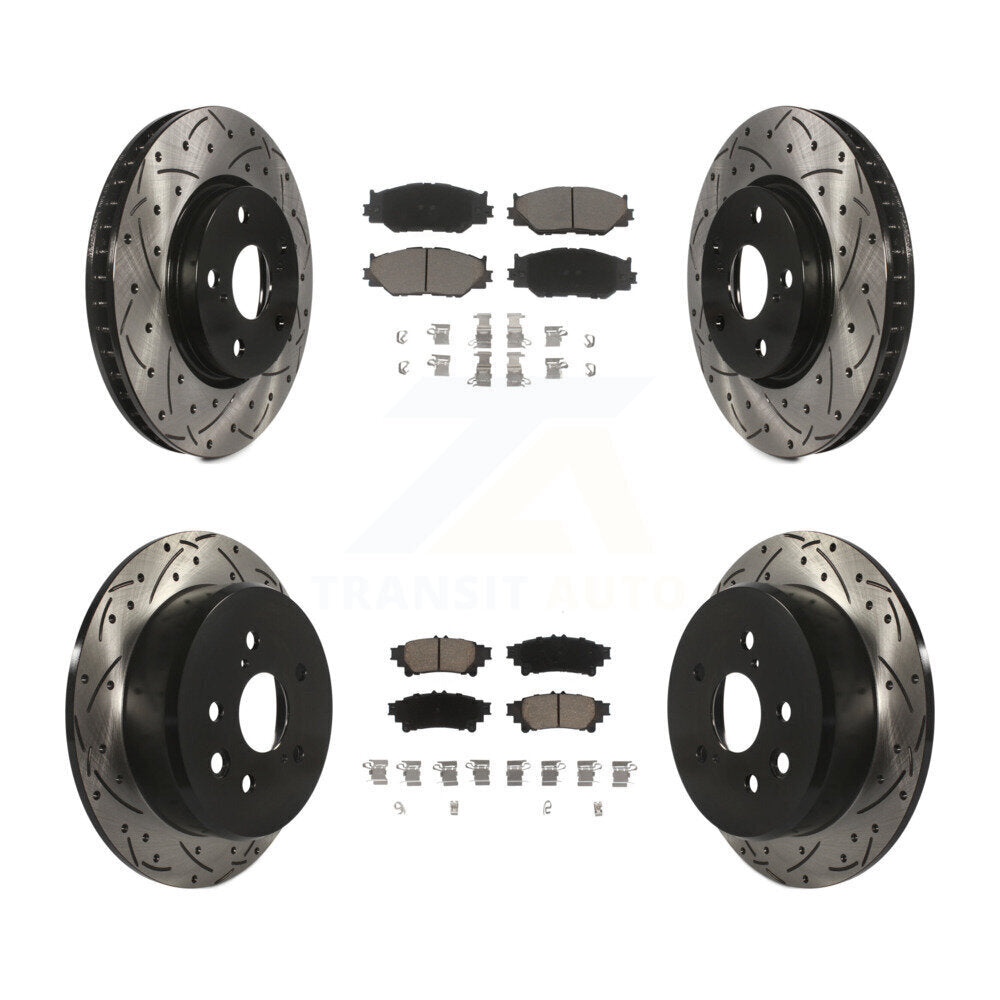[Avant + Arrière] Kit de disque (percé rainuré revêtu) et plaquette (céramique) de frein pour 2014-2015 Lexus IS250 Base avec RWD avec F Sport Package KDC-100565