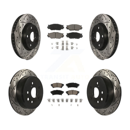 [Avant + Arrière] Kit de disque (percé rainuré revêtu) et plaquette (céramique) de frein pour 2014-2015 Lexus IS250 Base avec RWD avec F Sport Package KDC-100565