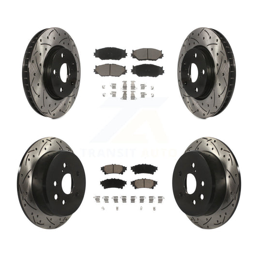 [Avant + Arrière] Kit de disque (percé rainuré revêtu) et plaquette (céramique) de frein pour 2014-2015 Lexus IS250 Base avec RWD avec F Sport Package KDC-100565