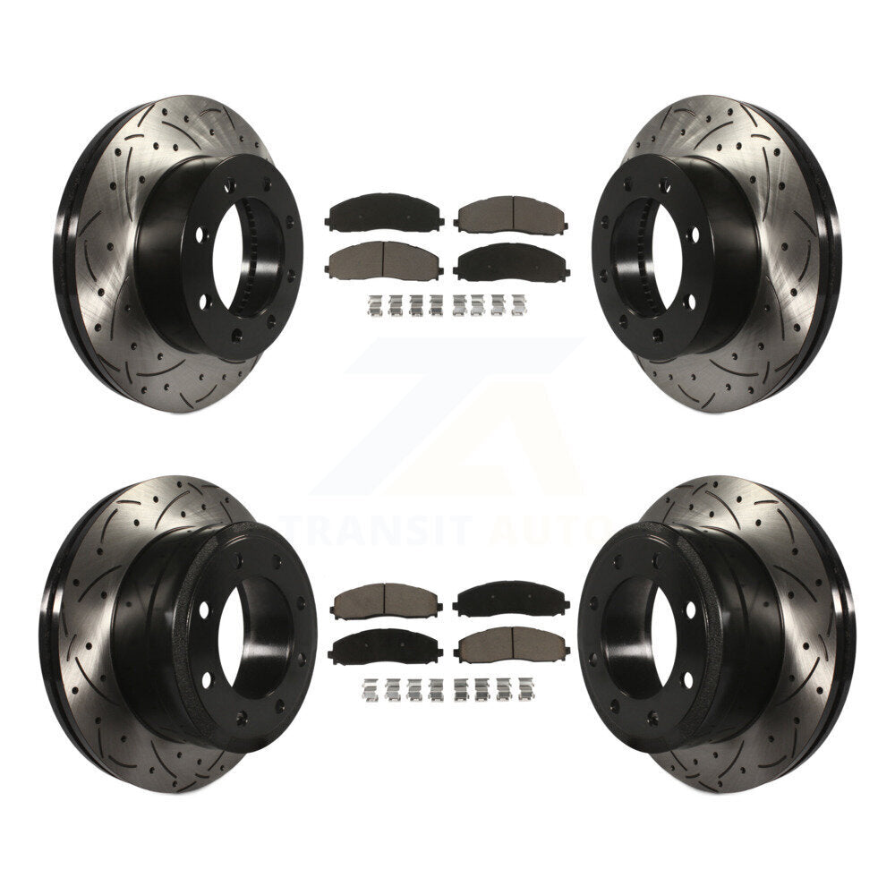 [Avant + Arrière] Kit de disque (percé rainuré revêtu) et plaquette (céramique) de frein pour Ford F-250 Super Duty F-350 4WD KDC-100568