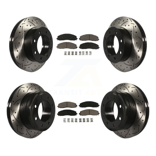 [Avant + Arrière] Kit de disque (percé rainuré revêtu) et plaquette (céramique) de frein pour Ford F-250 Super Duty F-350 4WD KDC-100568