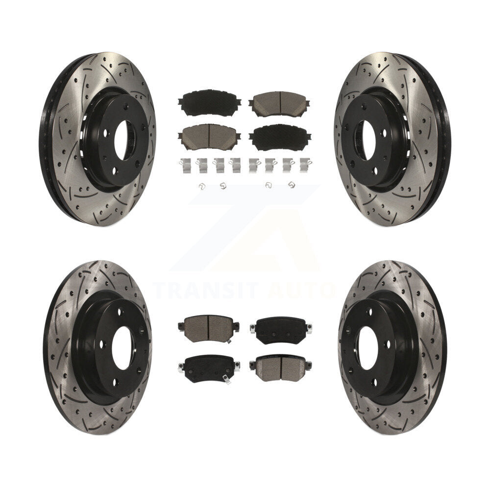 [Avant + Arrière] Kit de disque (percé rainuré revêtu) et plaquette (céramique) de frein pour 2019-2021 Mazda 6 Naturally Aspirated KDC-100569