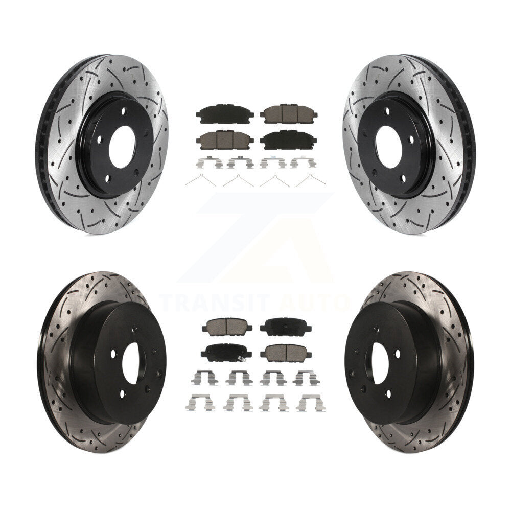 [Avant + Arrière] Kit de disque (percé rainuré revêtu) et plaquette (céramique) de frein pour 2011-2017 Nissan Quest KDC-100571