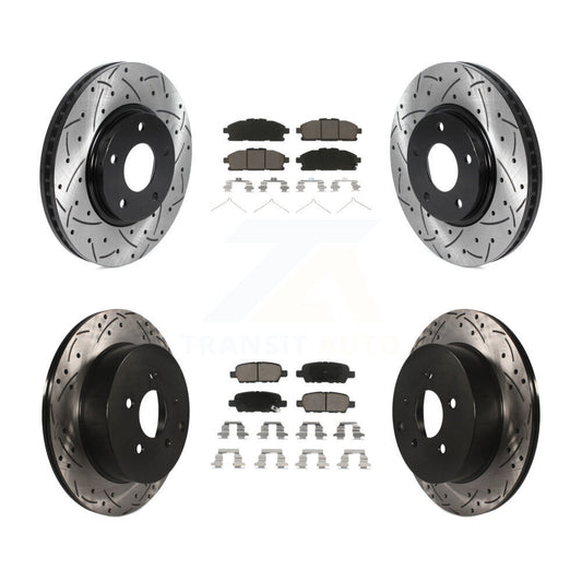[Avant + Arrière] Kit de disque (percé rainuré revêtu) et plaquette (céramique) de frein pour 2011-2017 Nissan Quest KDC-100571