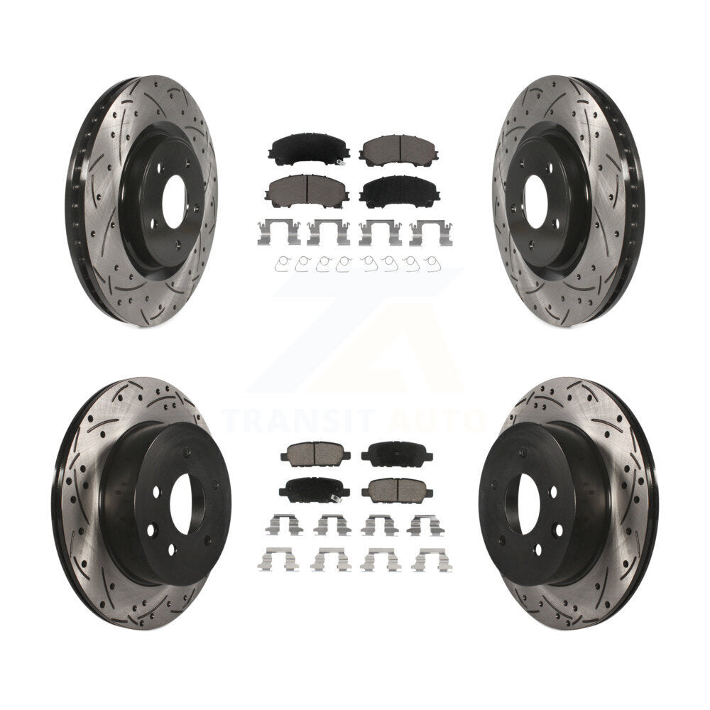 [Avant + Arrière] Kit de disque (percé rainuré revêtu) et plaquette (céramique) de frein pour Nissan Rogue KDC-100572