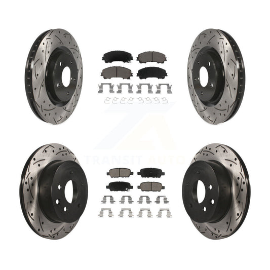 [Avant + Arrière] Kit de disque (percé rainuré revêtu) et plaquette (céramique) de frein pour Nissan Rogue KDC-100572