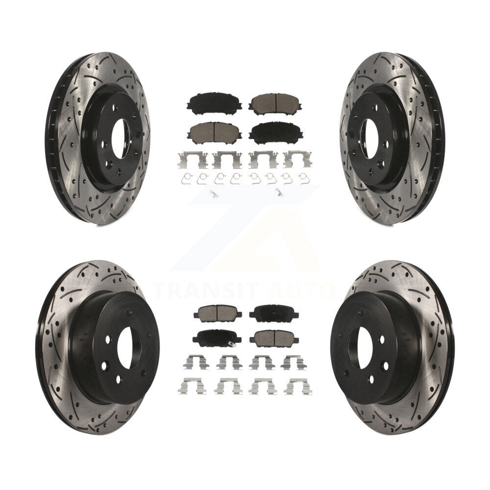 [Avant + Arrière] Kit de disque (percé rainuré revêtu) et plaquette (céramique) de frein pour Nissan Rogue Sport Qashqai KDC-100573