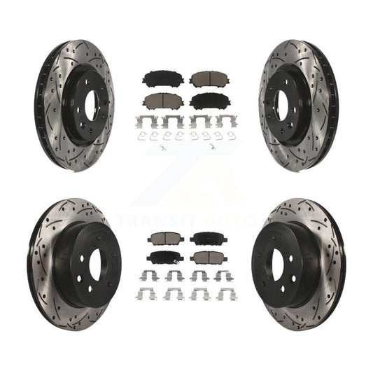 [Avant + Arrière] Kit de disque (percé rainuré revêtu) et plaquette (céramique) de frein pour Nissan Rogue Sport Qashqai KDC-100573