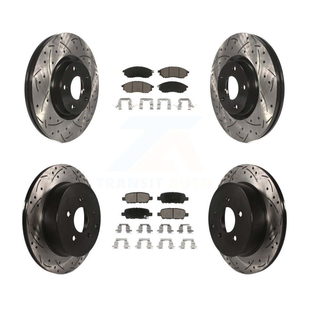 [Avant + Arrière] Kit de disque (percé rainuré revêtu) et plaquette (céramique) de frein pour Nissan Murano INFINITI M37 QX70 Q70 Q70L M56 M35h KDC-100574