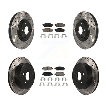 [Avant + Arrière] Kit de disque (percé rainuré revêtu) et plaquette (céramique) de frein pour Nissan Murano INFINITI M37 QX70 Q70 Q70L M56 M35h KDC-100574
