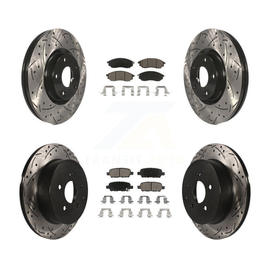 [Avant + Arrière] Kit de disque (percé rainuré revêtu) et plaquette (céramique) de frein pour Nissan Murano INFINITI M37 QX70 Q70 Q70L M56 M35h KDC-100574