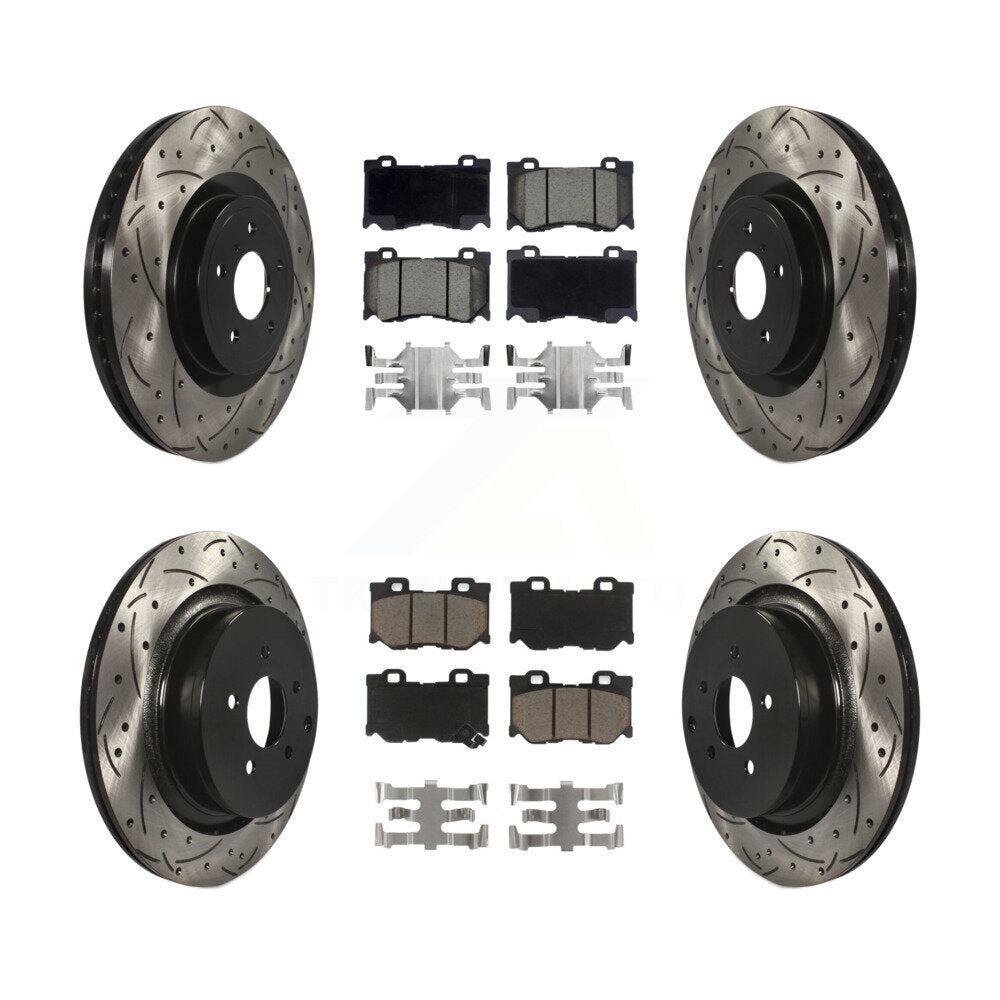 [Avant + Arrière] Kit de disque (percé rainuré revêtu) et plaquette (céramique) de frein pour INFINITI Q50 M37 Q60 Q70 Q70L QX70 M56 FX50 KDC-100575