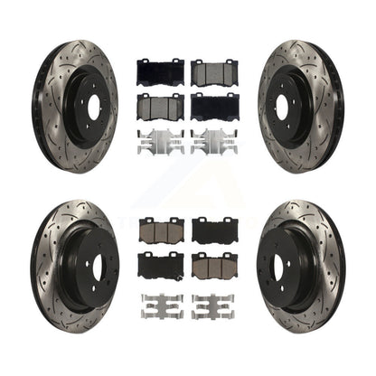 [Avant + Arrière] Kit de disque (percé rainuré revêtu) et plaquette (céramique) de frein pour INFINITI Q50 M37 Q60 Q70 Q70L QX70 M56 FX50 KDC-100575