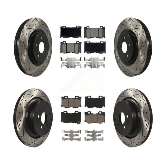 [Avant + Arrière] Kit de disque (percé rainuré revêtu) et plaquette (céramique) de frein pour INFINITI Q50 M37 Q60 Q70 Q70L QX70 M56 FX50 KDC-100575