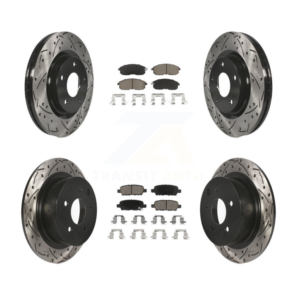 [Avant + Arrière] Kit de disque (percé rainuré revêtu) et plaquette (céramique) de frein pour Nissan Sentra Juke KDC-100576