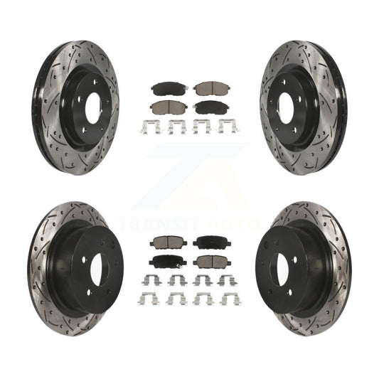 [Avant + Arrière] Kit de disque (percé rainuré revêtu) et plaquette (céramique) de frein pour Nissan Sentra Juke KDC-100576