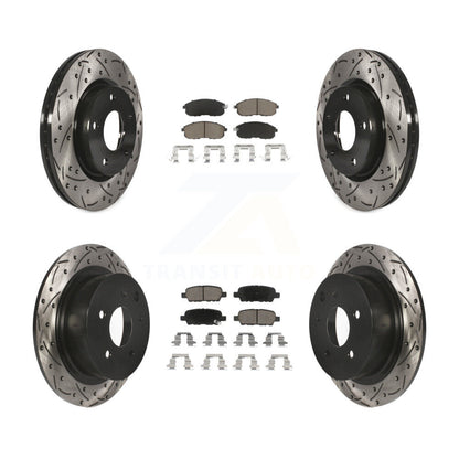 [Avant + Arrière] Kit de disque (percé rainuré revêtu) et plaquette (céramique) de frein pour Nissan Sentra KDC-100577