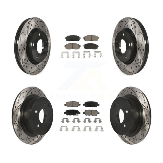 [Avant + Arrière] Kit de disque (percé rainuré revêtu) et plaquette (céramique) de frein pour Nissan Sentra KDC-100577
