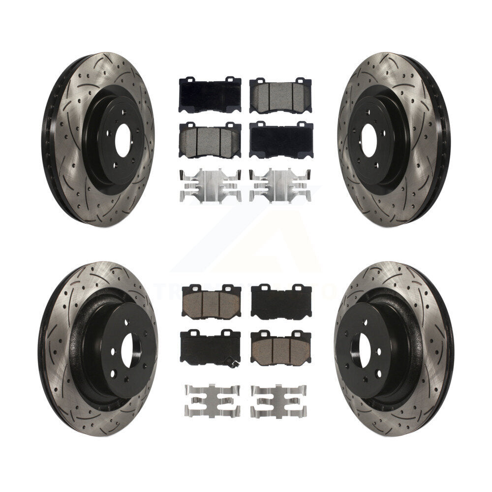 [Avant + Arrière] Kit de disque (percé rainuré revêtu) et plaquette (céramique) de frein pour INFINITI G37 Nissan 370Z Q60 Z KDC-100579