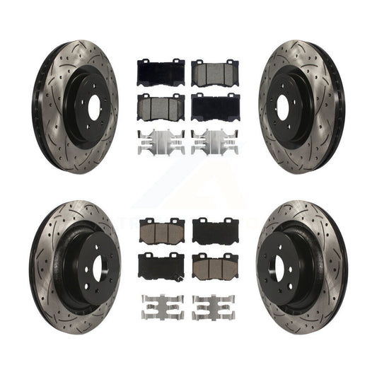 [Avant + Arrière] Kit de disque (percé rainuré revêtu) et plaquette (céramique) de frein pour INFINITI G37 Nissan 370Z Q60 Z KDC-100579