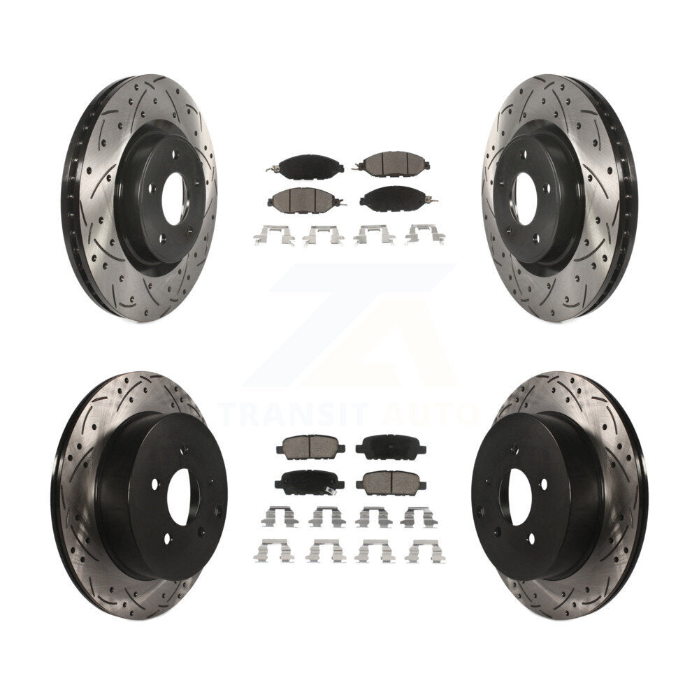 [Avant + Arrière] Kit de disque (percé rainuré revêtu) et plaquette (céramique) de frein pour Nissan Pathfinder Murano INFINITI QX60 JX35 KDC-100580