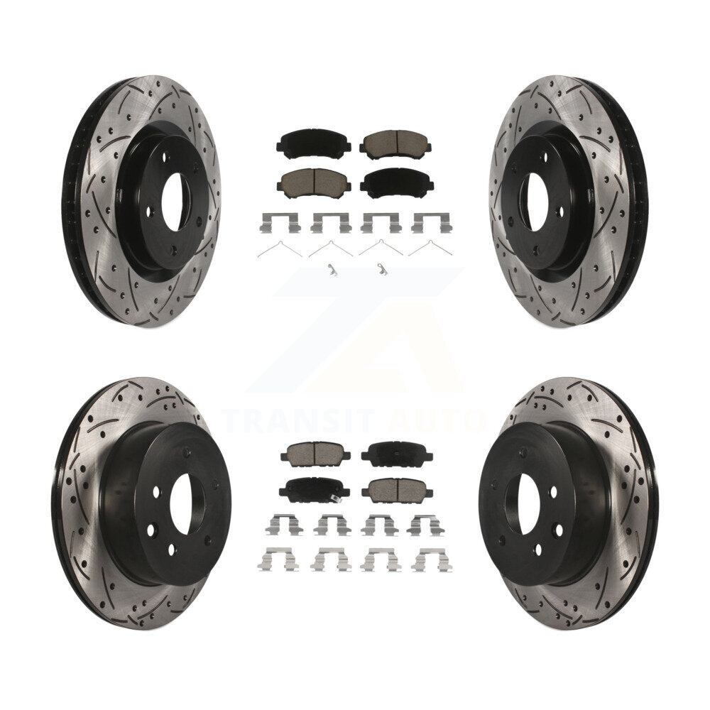 [Avant + Arrière] Kit de disque (percé rainuré revêtu) et plaquette (céramique) de frein pour Nissan Rogue Select KDC-100582