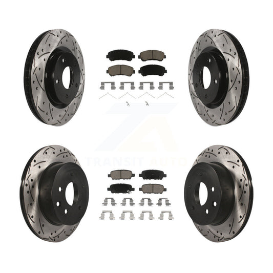 [Avant + Arrière] Kit de disque (percé rainuré revêtu) et plaquette (céramique) de frein pour Nissan Rogue Select KDC-100582