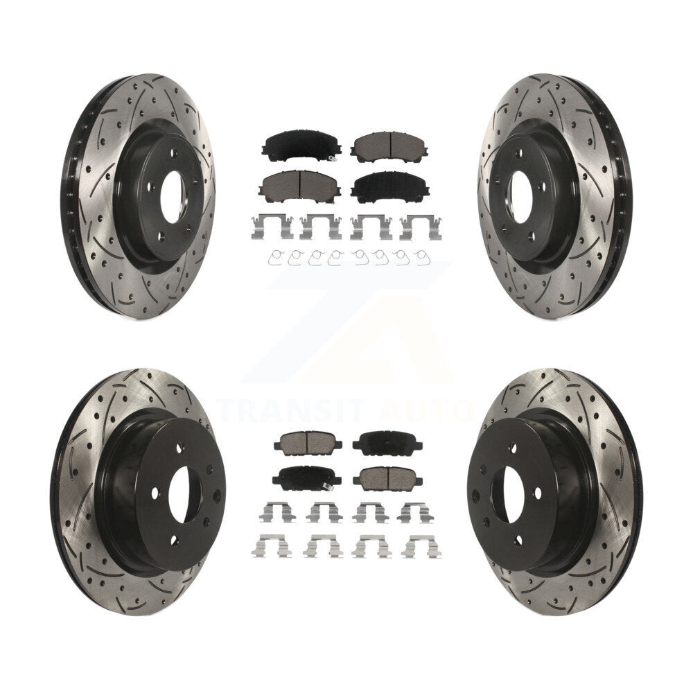 [Avant + Arrière] Kit de disque (percé rainuré revêtu) et plaquette (céramique) de frein pour 2016-2017 INFINITI QX50 KDC-100583