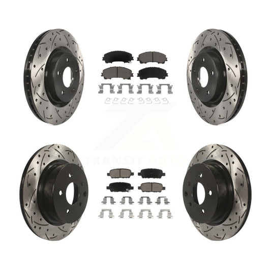 [Avant + Arrière] Kit de disque (percé rainuré revêtu) et plaquette (céramique) de frein pour 2016-2017 INFINITI QX50 KDC-100583