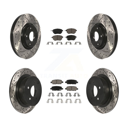 [Avant + Arrière] Kit de disque (percé rainuré revêtu) et plaquette (céramique) de frein pour Nissan Altima Maxima KDC-100584