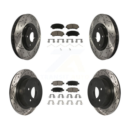 [Avant + Arrière] Kit de disque (percé rainuré revêtu) et plaquette (céramique) de frein pour 2007-2012 Nissan Sentra SE-R Spec V KDC-100585