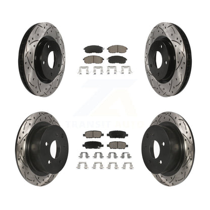 [Avant + Arrière] Kit de disque (percé rainuré revêtu) et plaquette (céramique) de frein pour 2007-2012 Nissan Sentra SE-R KDC-100586