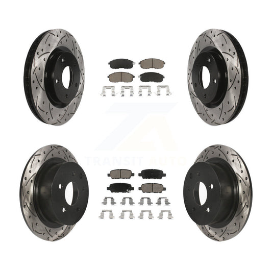 [Avant + Arrière] Kit de disque (percé rainuré revêtu) et plaquette (céramique) de frein pour 2007-2012 Nissan Sentra SE-R KDC-100586