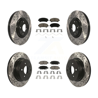 [Avant + Arrière] Kit de disque (percé rainuré revêtu) et plaquette (céramique) de frein pour Nissan Maxima KDC-100587