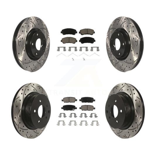 [Avant + Arrière] Kit de disque (percé rainuré revêtu) et plaquette (céramique) de frein pour Nissan Maxima KDC-100587