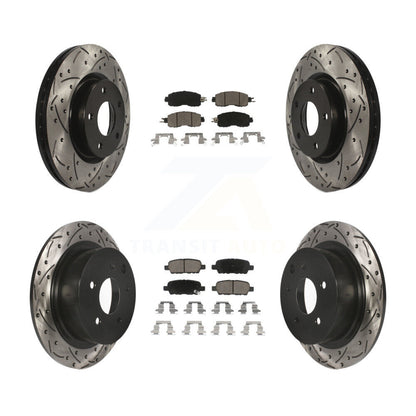 [Avant + Arrière] Kit de disque (percé rainuré revêtu) et plaquette (céramique) de frein pour Nissan Altima KDC-100589
