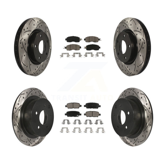 [Avant + Arrière] Kit de disque (percé rainuré revêtu) et plaquette (céramique) de frein pour Nissan Altima KDC-100589