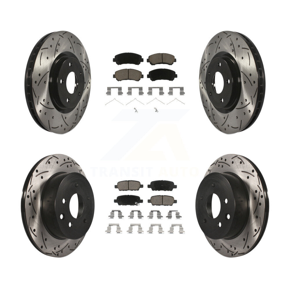 [Avant + Arrière] Kit de disque (percé rainuré revêtu) et plaquette (céramique) de frein pour 2014-2017 Nissan Juke Nismo RS KDC-100590