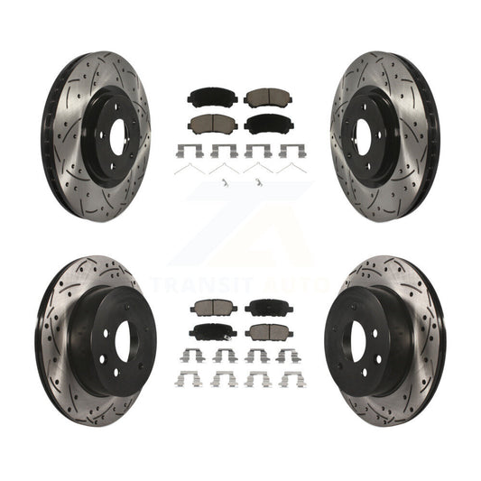 [Avant + Arrière] Kit de disque (percé rainuré revêtu) et plaquette (céramique) de frein pour 2014-2017 Nissan Juke Nismo RS KDC-100590