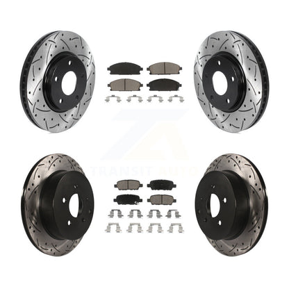 [Avant + Arrière] Kit de disque (percé rainuré revêtu) et plaquette (céramique) de frein pour 2004-2009 Nissan Quest KDC-100592